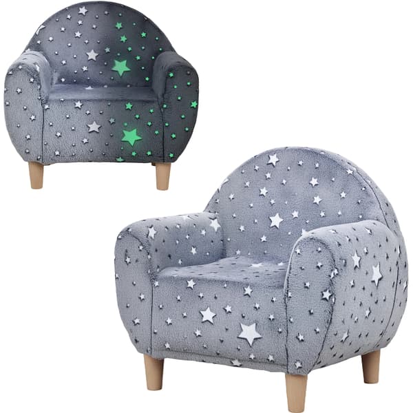 Barnsoffa, Mjukt Velourtyg, Stjärndesign, Grå