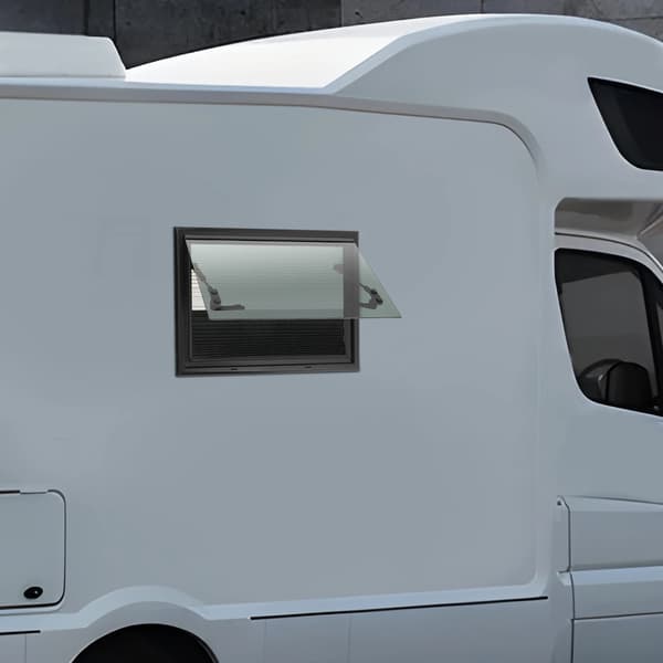 RV-vindue, holdbar aluminiumsramme, nem installation,sort
