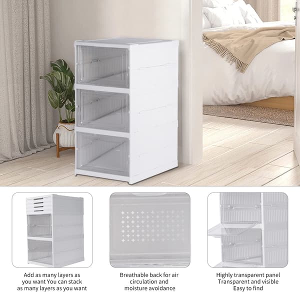 Skoopbevaringsskab, Foldbart, Stabelbart Design,hvid farve