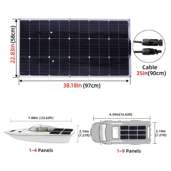 Flexibel Solpanel, Hög Effektivitet, Väderbeständig,PET100W 1PCS