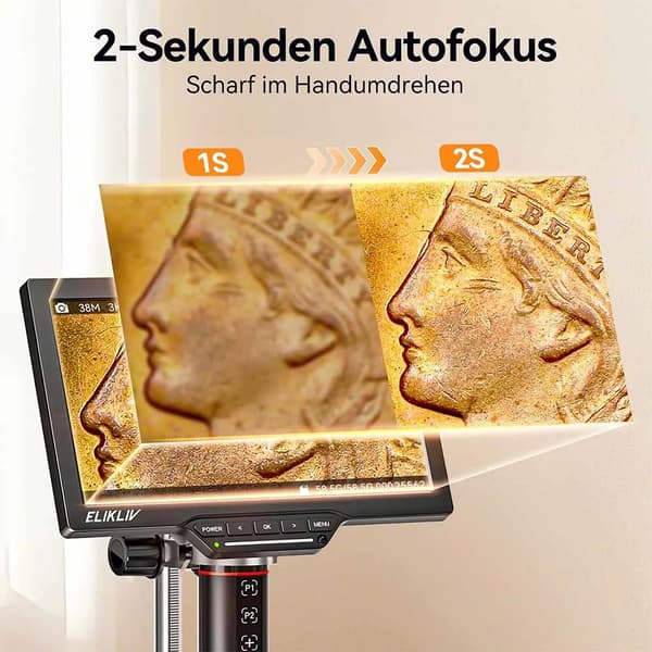 Digitalmikroskop, Autofokus, 3K Klarhet, EM3K-AF Max