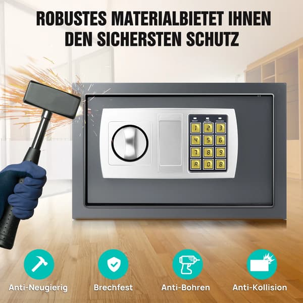 Elektroniskt Säkerhetsskåp, Hög Säkerhet, Flexibel Installation,GRÅ