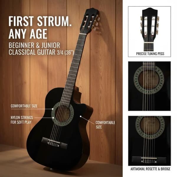Klassisk Gitarr, Nybörjarvänlig, Hållbar Konstruktion,armégrön