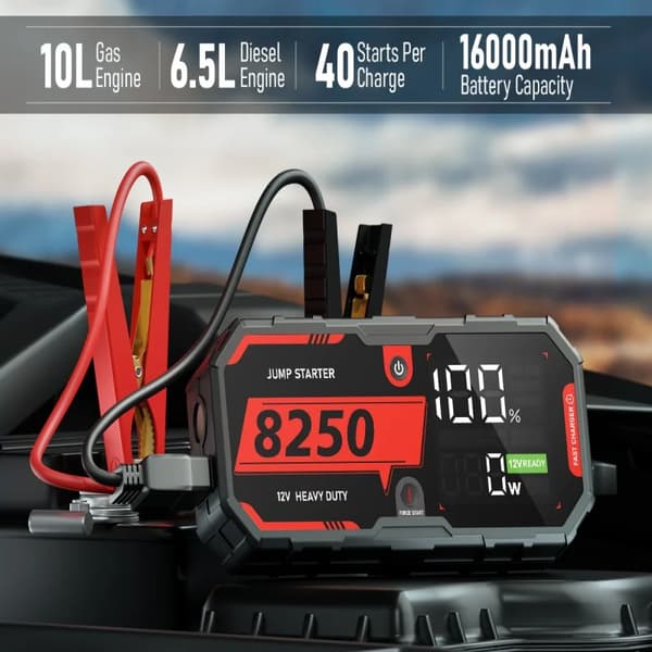 Bilstartare, 16000mAh batterikapacitet, 8250A toppström,8250