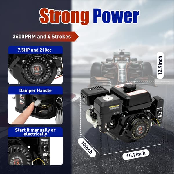 Go-Kart Motor, 7,5 HK, 4-Tak,sort
