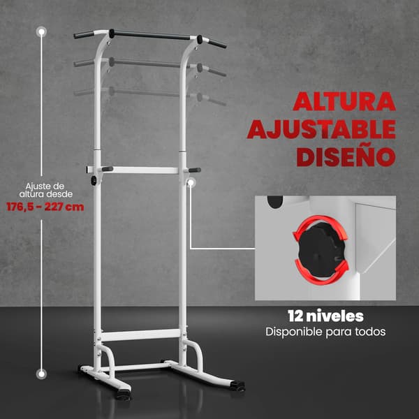 Pull-Up Bar, Justerbar Højde, Holdbar Stål Konstruktion,HVID