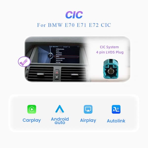 Bilgränssnittadapter, Trådlös CarPlay, Bluetooth-strömning,CIC