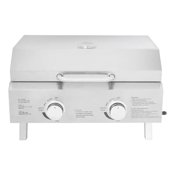 Gasolgrill, Bärbar Design, Dubbelbrännare,Silver