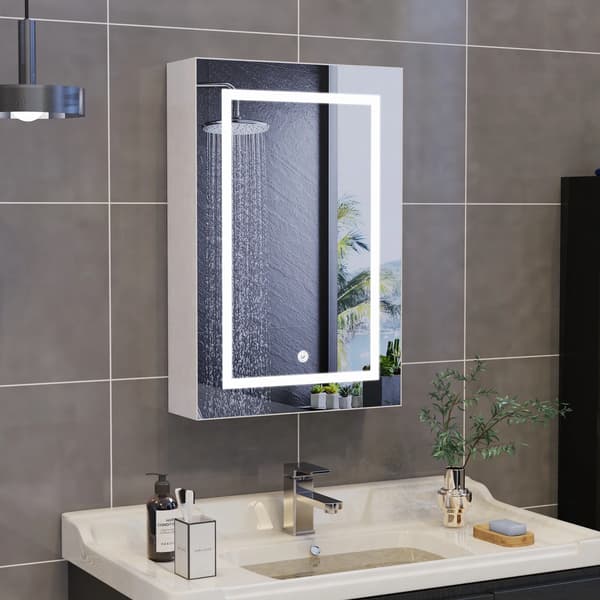 Spejlskab, LED-belysning, Moderne design,Enkelt dør