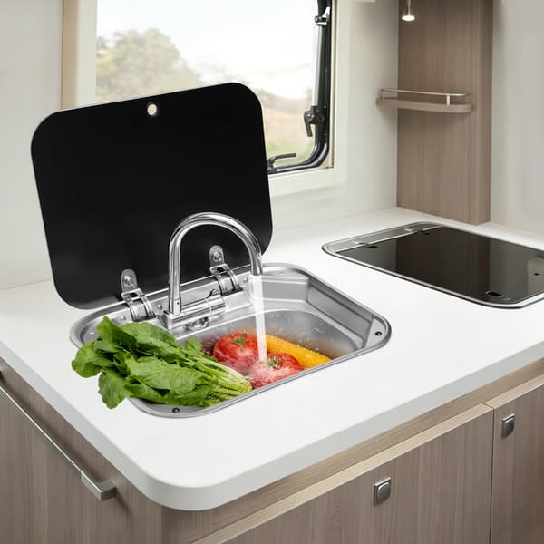 RV Vask, Rustfrit Stål Konstruktion, Multifunktionelt Design,SØLV