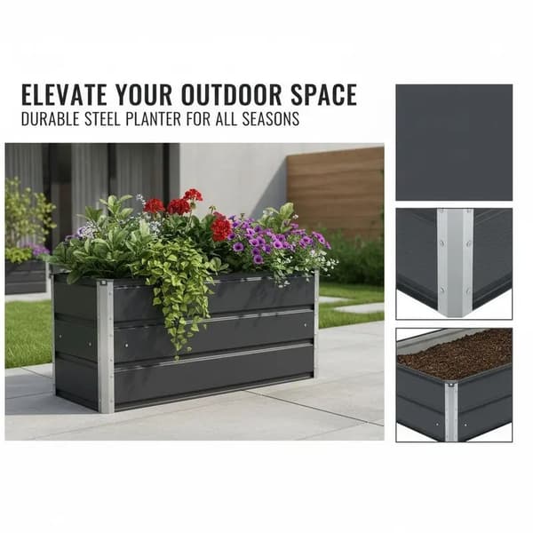 Stålplantekasse, Elegant Design, Rustbestandig Finish,Anthracit