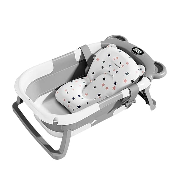 Babybadekar, Smart Temperaturdisplay, Sammenklappeligt Design,Et badekar og et badeunderlag