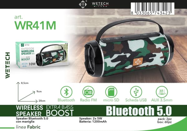 Bluetooth-högtalare, Extra bas, Bärbar design,WR41M