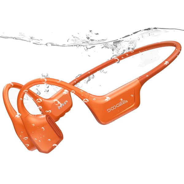 Benledningshörlurar, vattentäta, Bluetooth 5.4, Orange