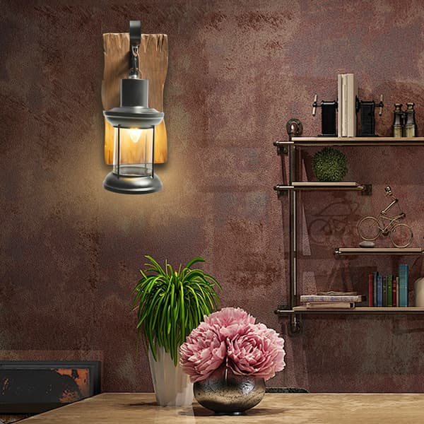 Vägglampa, Industriell Rustik Stil, Hållbara Material,svart