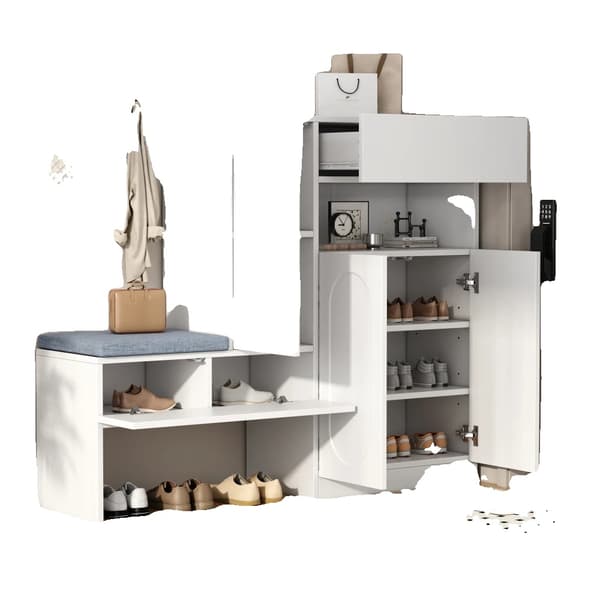 Sko Skab, Buede Døre, Foldbart Design,Hvid