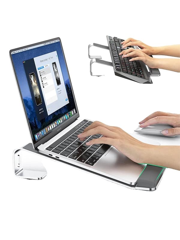 Bärbar Datorställning, Ergonomisk Design, Avtagbar och Resvänlig,Silver