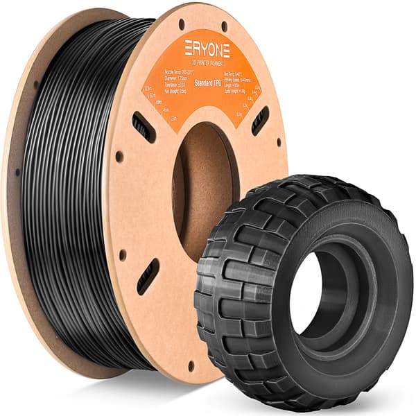 TPU Filament, 1,75 mm Diameter, Fleksibelt og Holdbart Materiale,Sort 5kg
