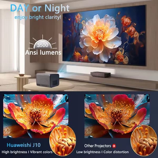 Projektor, Native 1080P, WiFi og Bluetooth-forbindelse,EU stik, J10-EU