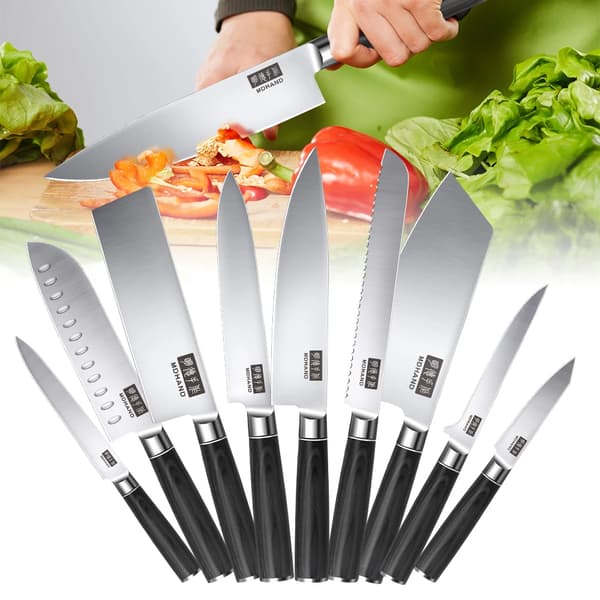 Kokkens Knivsæt, Højkvalitets Rustfrit Stål, 9-Piece Variation,sort
