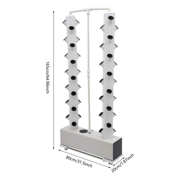 Hydroponisk System, Vertikal Design, 56 Plantningshuller,HVID