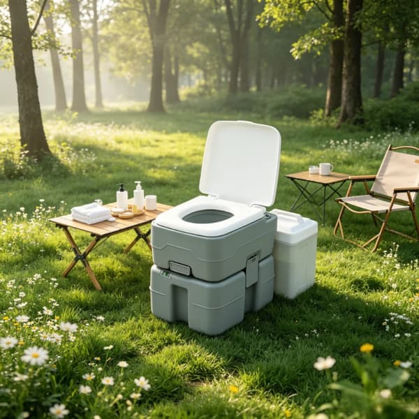Bærbar Campingtoilet, Kompakt Design, Holdbart Materiale,GRÅ