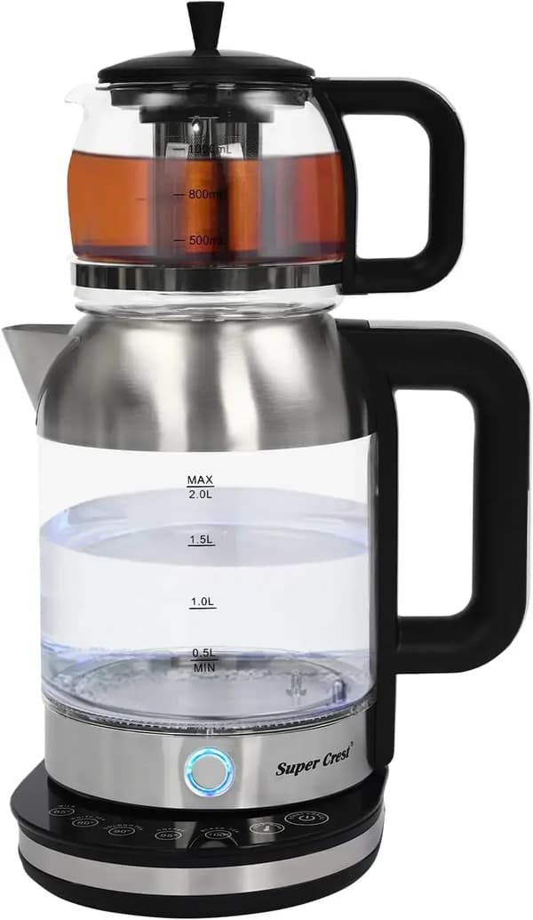 Glaskedel, 2L kapacitet, varmebestandigt design,sort