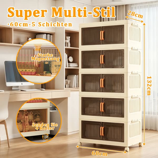 Opbevaringsskab, Stabelbart Design, Nem Samling,60cm bred 5 lag