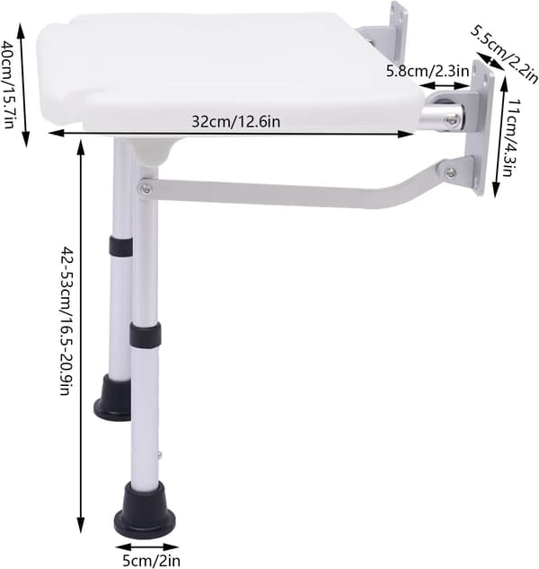 Duschpall, Fällbar Design, Höjdjusterbar,VIT