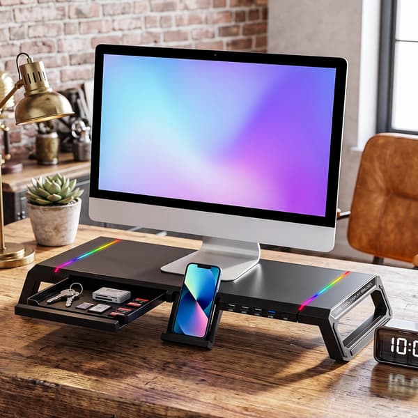 Skärmställ, Ergonomisk Design, Fällbar Förvaring,svart