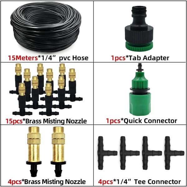 Utomhus dimkylsystem, vattningskit, kompatibelt med 4/7mm slang,15M