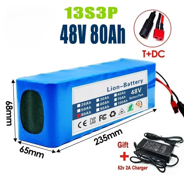 Lithium-ion batteripakke, 90Ah kapacitet, 2000W output,48V 80Ah