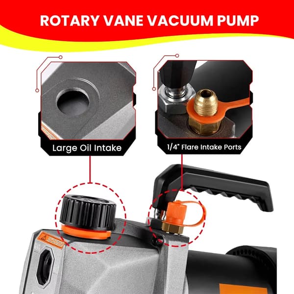 Vakuumpumpe, 7 CFM luftafledning, 1/2 HK effekt,1/2HP 7CFM
