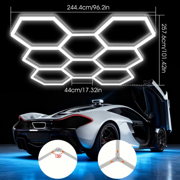 LED Garage Lys, Modulært Design, Høj Lysstyrke,8 Hexagon