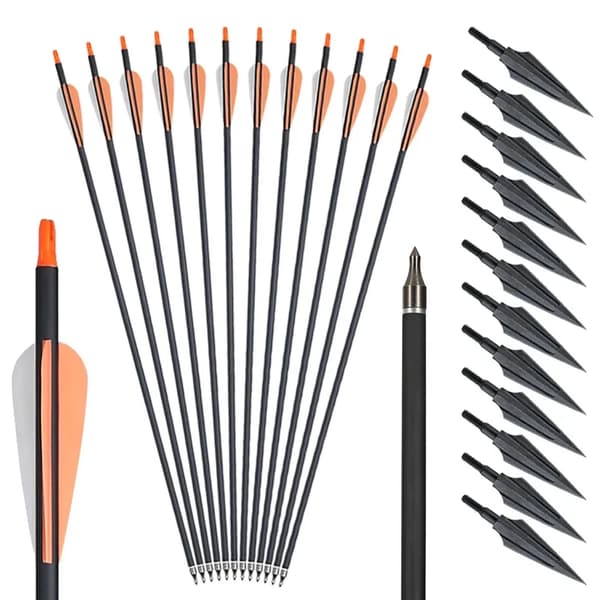Blandade kolfiberpilar, bredbladiga spetsar, lättviktsdesign,orange pilset