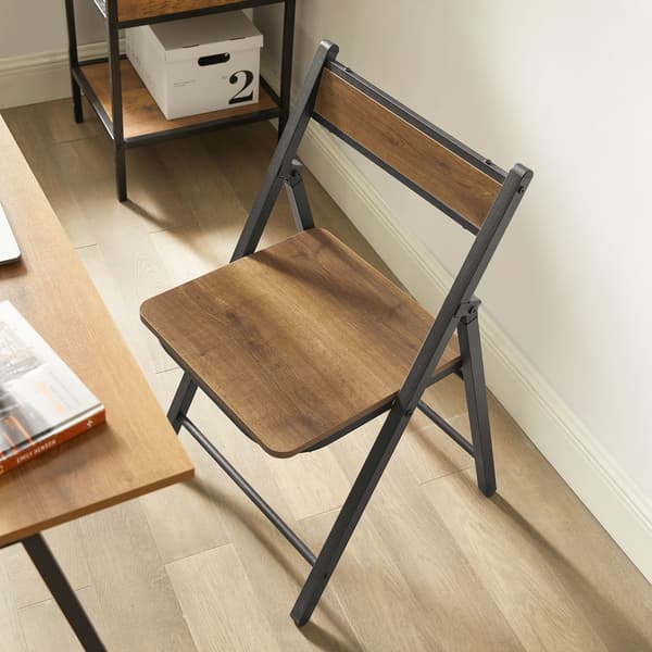 Fällstol, Platsbesparande Design, Hållbar Metallram, Montering Krävs,Natur