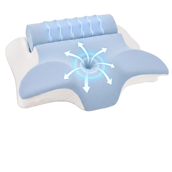 Nakkepude, Hukommelsesskumsfyld, Ergonomisk Design,HIMMELBLÅ