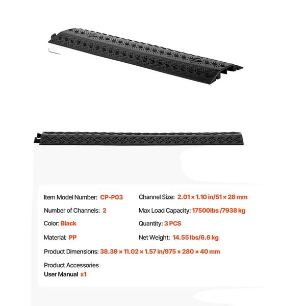 Kabelskydd, hög lastkapacitet, hållbar konstruktion, 3-pack