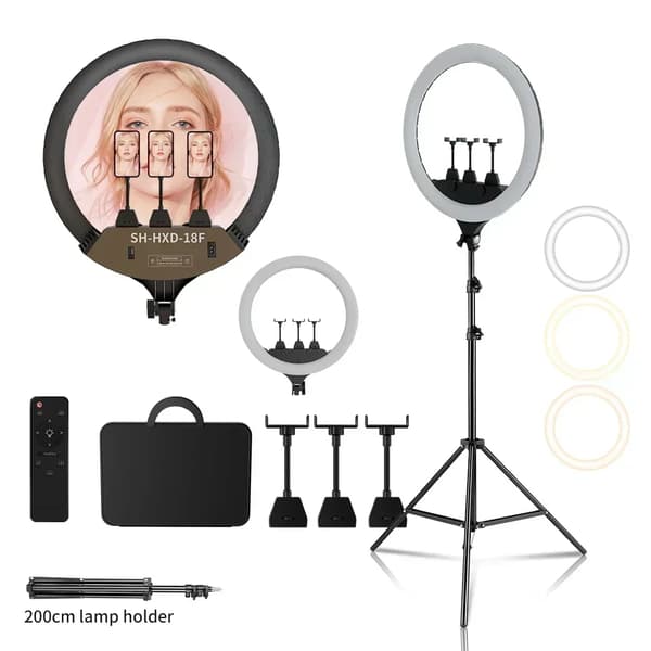 Ringlys, Justerbar Lysstyrke, 360° Rotation,200cm Tripod Kit