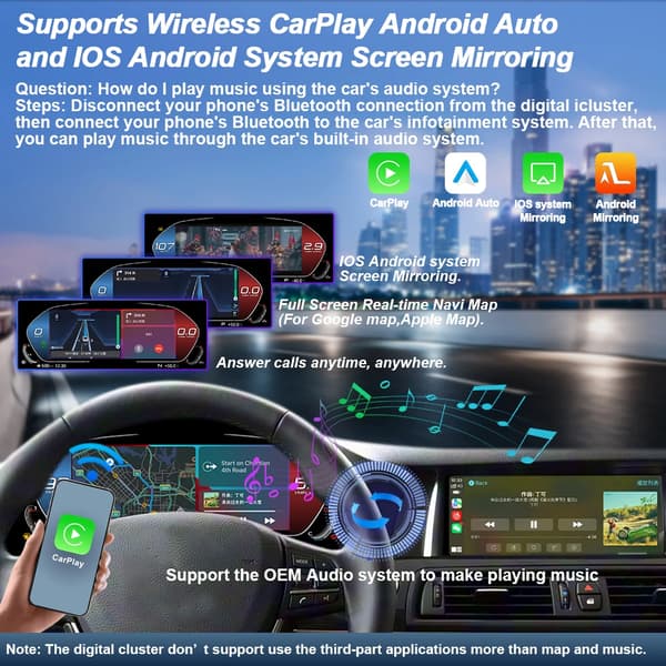 Trådløs CarPlay, Digitalt målerdisplay, Kompatibel med BMW 3 Series E90 E91 E92 E93 2005-2012 CCC CIC, E90 Carplay version
