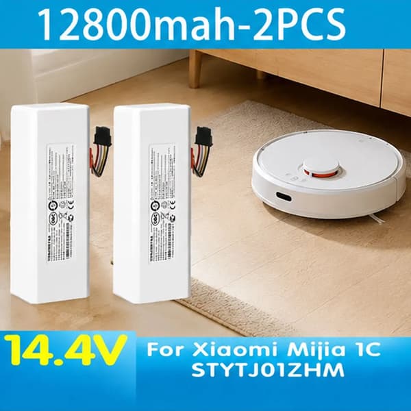 Robotstøvsuger Batteri, 14.4V, 12800mAh Kapacitet,12800mAh-2 PCS