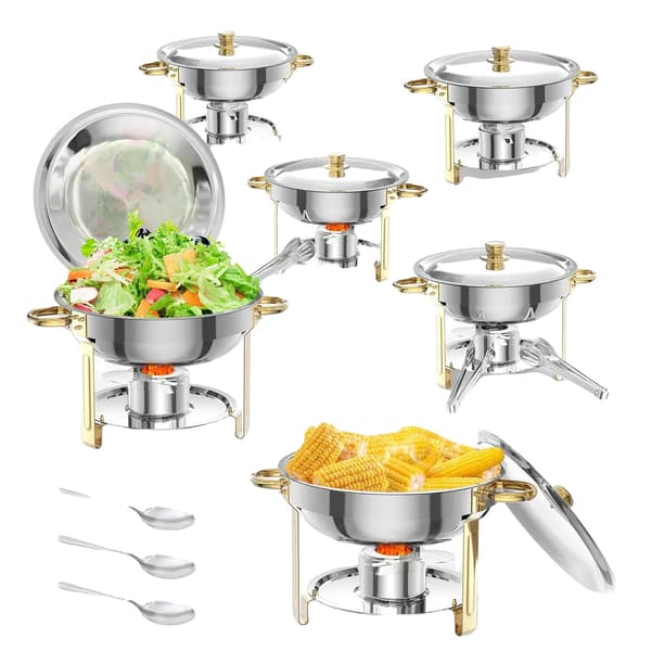 Chafing Dish Sæt, Rustfrit Stål Konstruktion, Temperaturkontrol,6stk