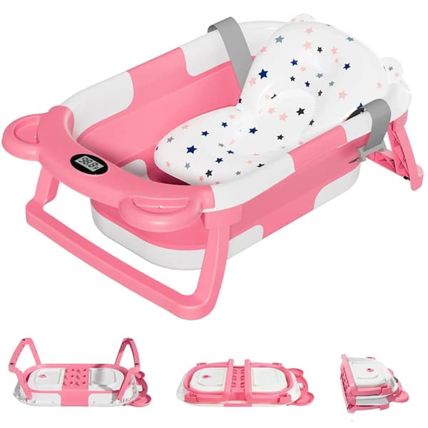Babytub, Realtids temperatur sensor, Sammanfallande design,Rosa