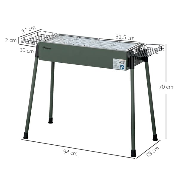Kulgrill, Kompakt Design, Rustfrit Stål Konstruktion,Mørk grøn