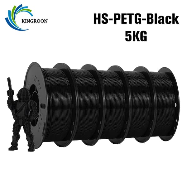 3D Filament, Bulk 5kg Spoler, Alsidig Materialevalg,5KG HS-PETG Sort