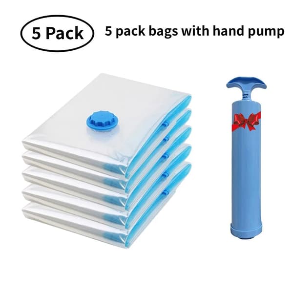 Vakuumförvaringspåsar, Hållbart Material, Platsbesparande Design,5 pack med pump-a, 50x70cm