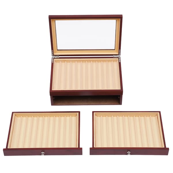 Pen Display Opbevaringsboks, 34 Rum, Elegant Design,Rød