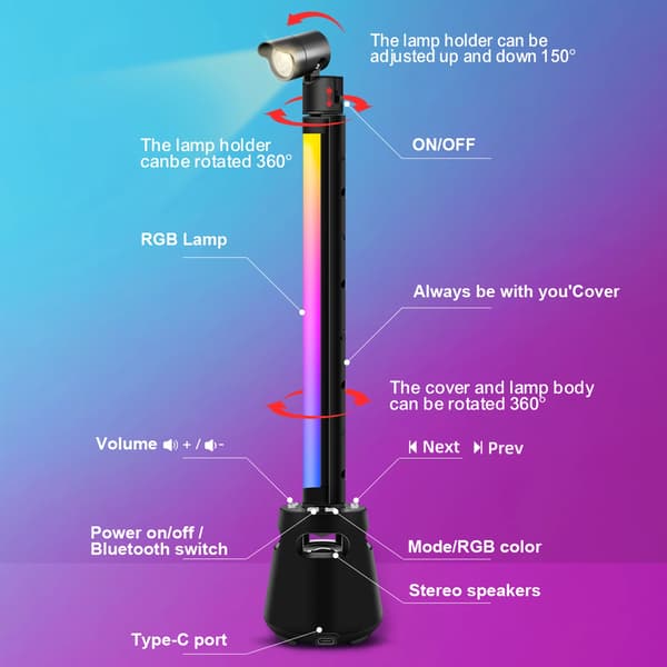 RGB Lampe, Bluetooth-forbindelse, Musik-synkronisering,RGB