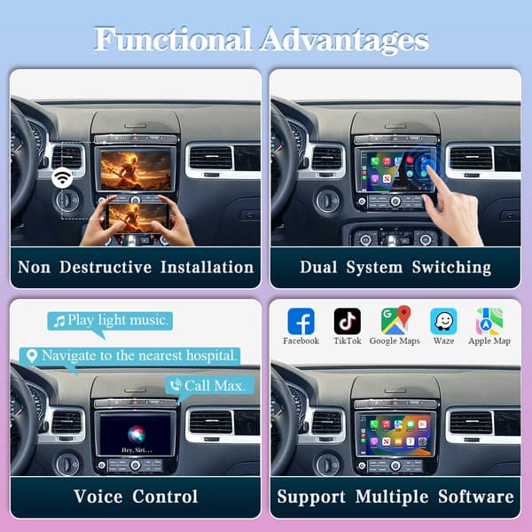Trådlös CarPlay Android Auto Modulo, Röststyrning, Multimedia Stöd,För VW Touareg