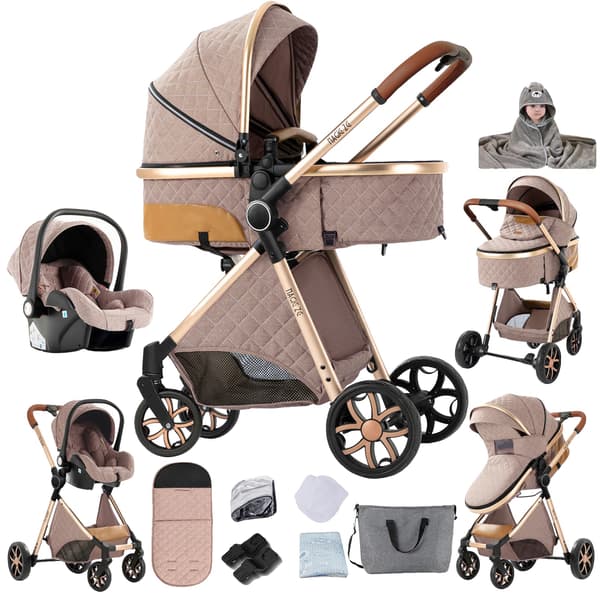 Barnvagn, Sammanfallande Design, Justerbart Handtag,YV9-KHAKI(som handduk)